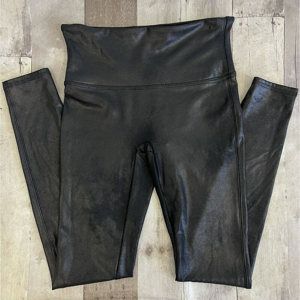 Spanx Black Faux Leather Leggings‎ Size Medium